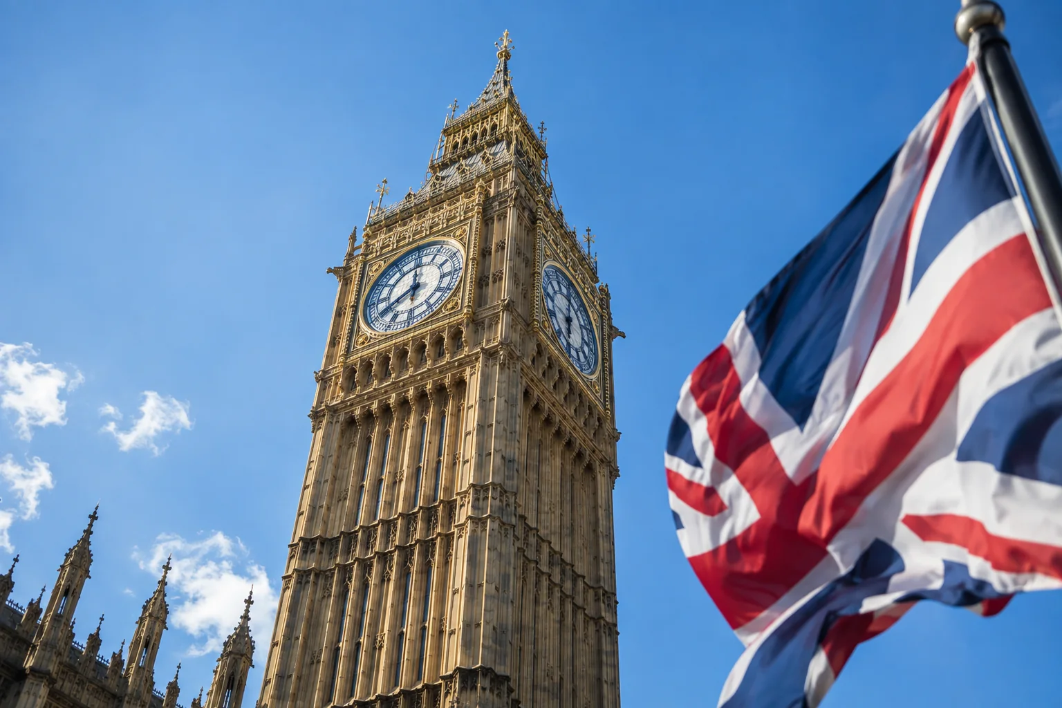 Big Ben and the UK flag